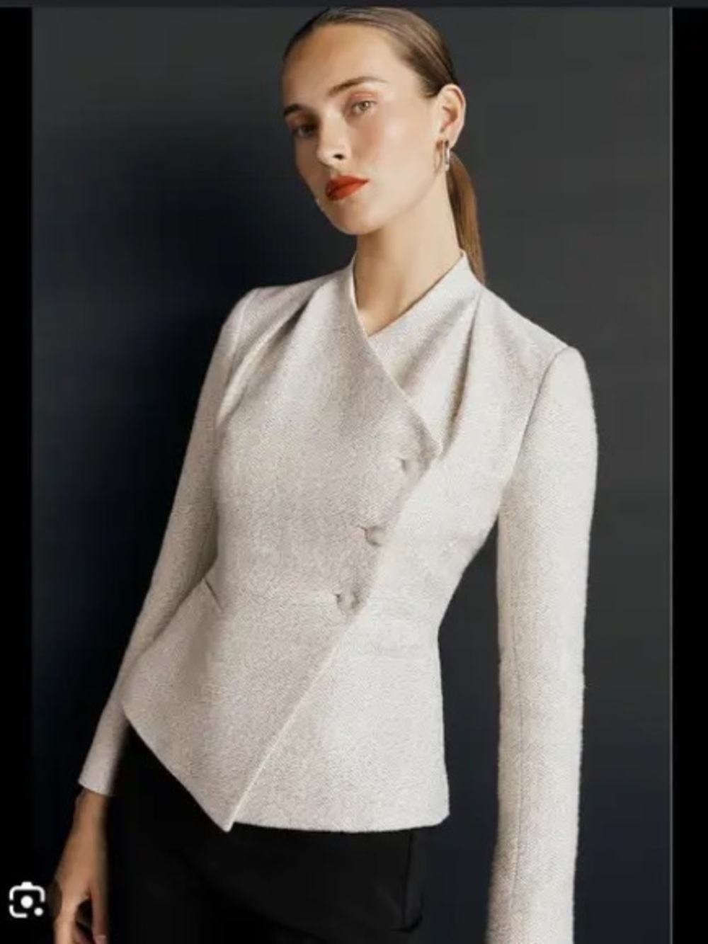 The Fold London Fernsbury Jacket Winter White Signature Tweed